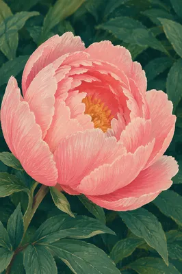 Soft Pink Peony Bloom Close Up