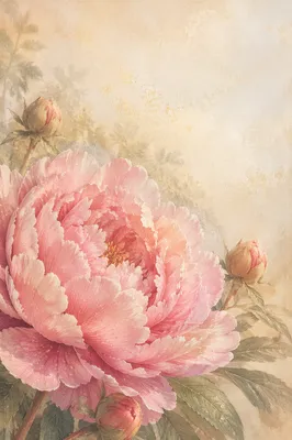 Blush Pink Peony in Morning Mist