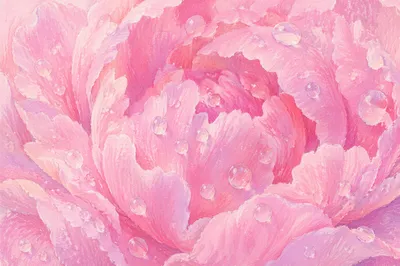 Soft Pink Peony Petals With Morning Dew