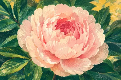 Soft Blush Peony in Sunlit Garden