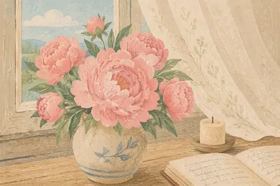 Soft Pink Peonies in Morning Light