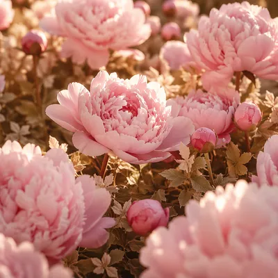 Soft Pink Peonies in Golden Light