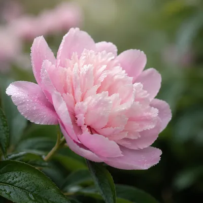Soft Pink Peony After Spring Rain