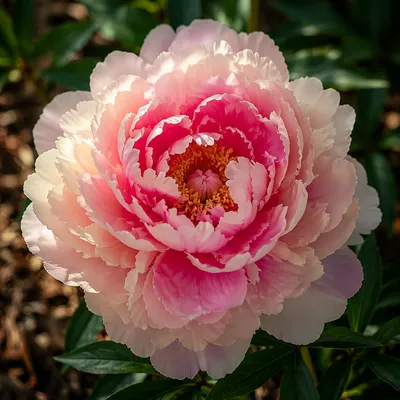 Soft Pink Peony in Morning Garden Light