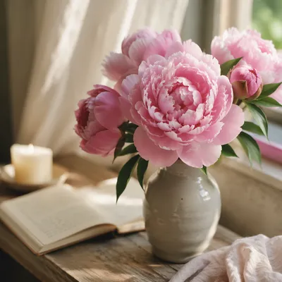 Soft Pink Peonies in Morning Light