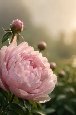 Blush Pink Peony at Sunrise