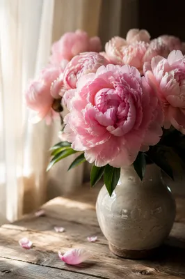 Blush Pink Peonies in Morning Light
