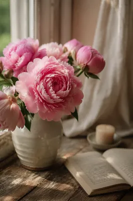 Soft Pink Peonies in Morning Light