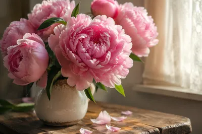 Blush Pink Peonies in Morning Light