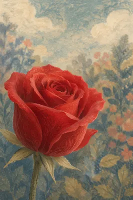 Single Red Rose Macro Close Up