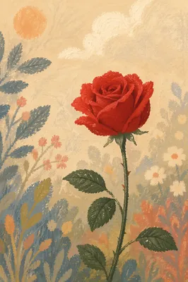Single Red Rose in Morning Light