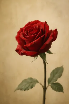 Single Red Rose Botanical Close Up
