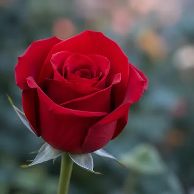 Single Red Rose Macro Close Up
