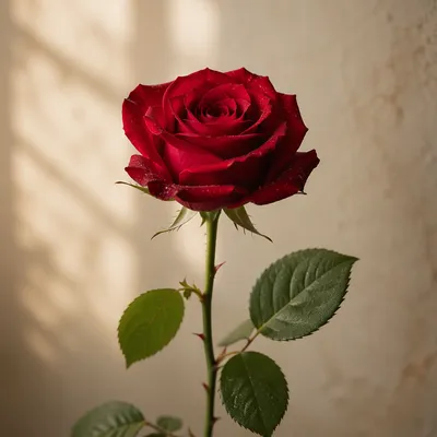 Single Red Rose in Reverent Light