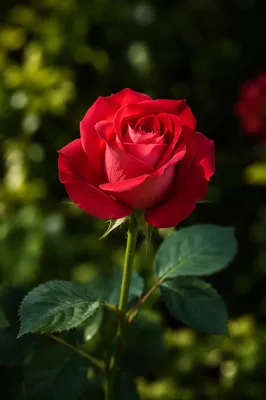 Single Red Rose Close Up