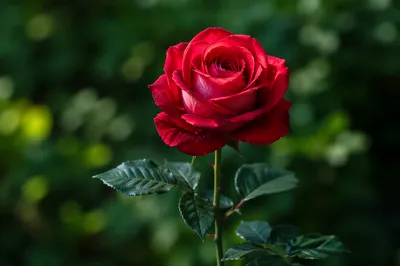Single Red Rose Close Up