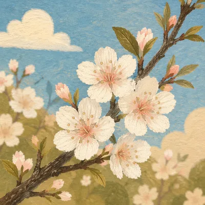 Fresh Spring Blossoms on Garden Branch