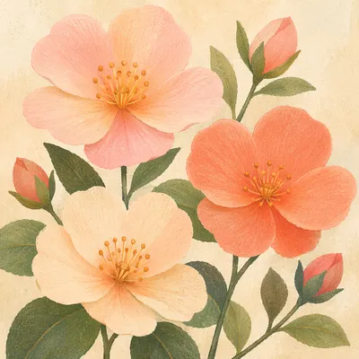 Fresh Spring Blooms on Cream Background