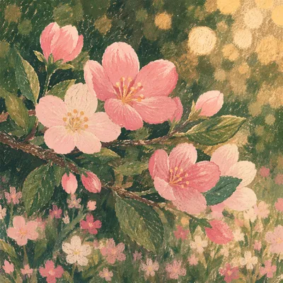 Fresh Spring Blossoms in Garden Light