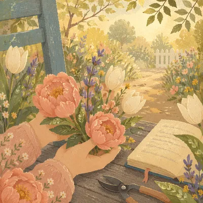 Morning Spring Flowers Held in Gentle Hands