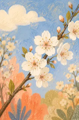 Fresh Spring Blossoms on Garden Branch