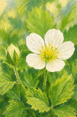 Fresh Spring Wildflower Bloom in Soft Green