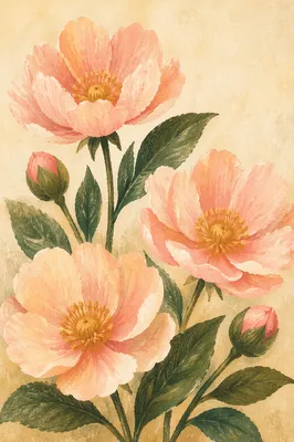 Fresh Spring Blooms on Warm Cream