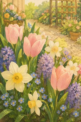 Fresh Spring Bloom Garden Close-Up