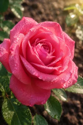 Dewy Spring Rose in Garden Bloom