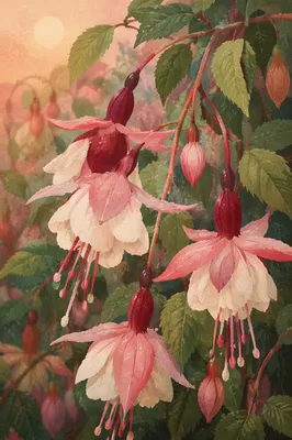Fresh Spring Fuchsia Garden Blossoms
