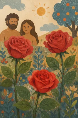 Fresh Red Roses in Spring Garden Light