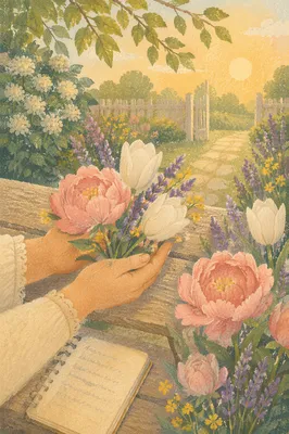 Hands Holding Spring Garden Blossoms