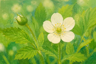 Fresh Spring Wildflower Bloom with Green Bokeh