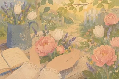 Morning Spring Flowers in Gentle Hands