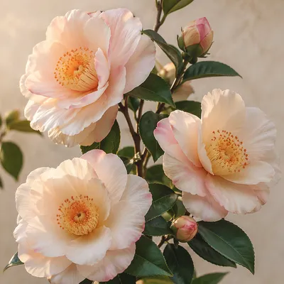 Fresh Spring Blooms on Warm Cream Background
