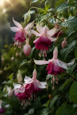 Dewy Spring Fuchsia Garden Blossoms