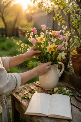 Spring Garden Flowers in Morning Gratitude