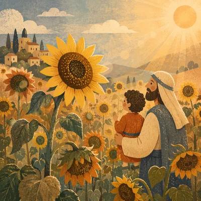 Golden Hour Sunflower Field in Summer