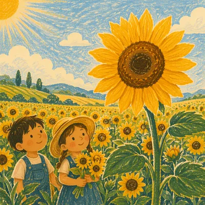 Sunny Summer Sunflower Field in Golden Bloom