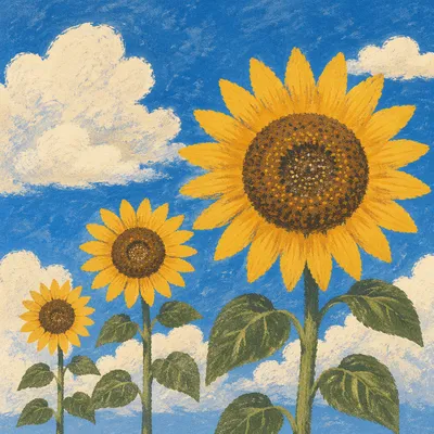 Bright Summer Sunflowers Under Blue Sky