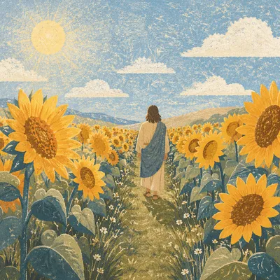 Sunny Sunflower Field Path of Renewal