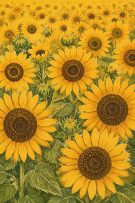 Bright Summer Sunflower Field in Golden Bloom