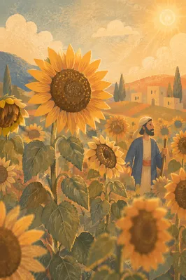 Golden Hour Sunflower Field in Summer