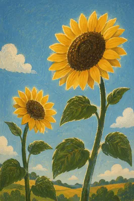 Sunlit Summer Sunflowers Under Blue Sky