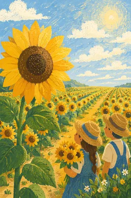 Sunlit Summer Sunflower Field