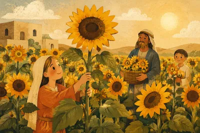 Sunny Summer Sunflower Field in Golden Light