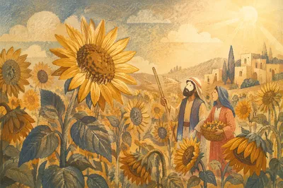 Golden Hour Sunflower Field in Summer