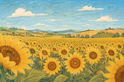 Bright Summer Sunflower Field Horizon