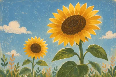 Bright Summer Sunflowers Under Blue Sky