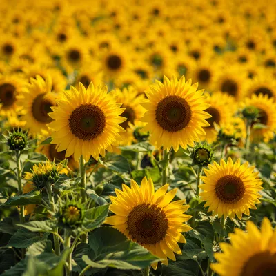 Sunny Summer Sunflower Field Background